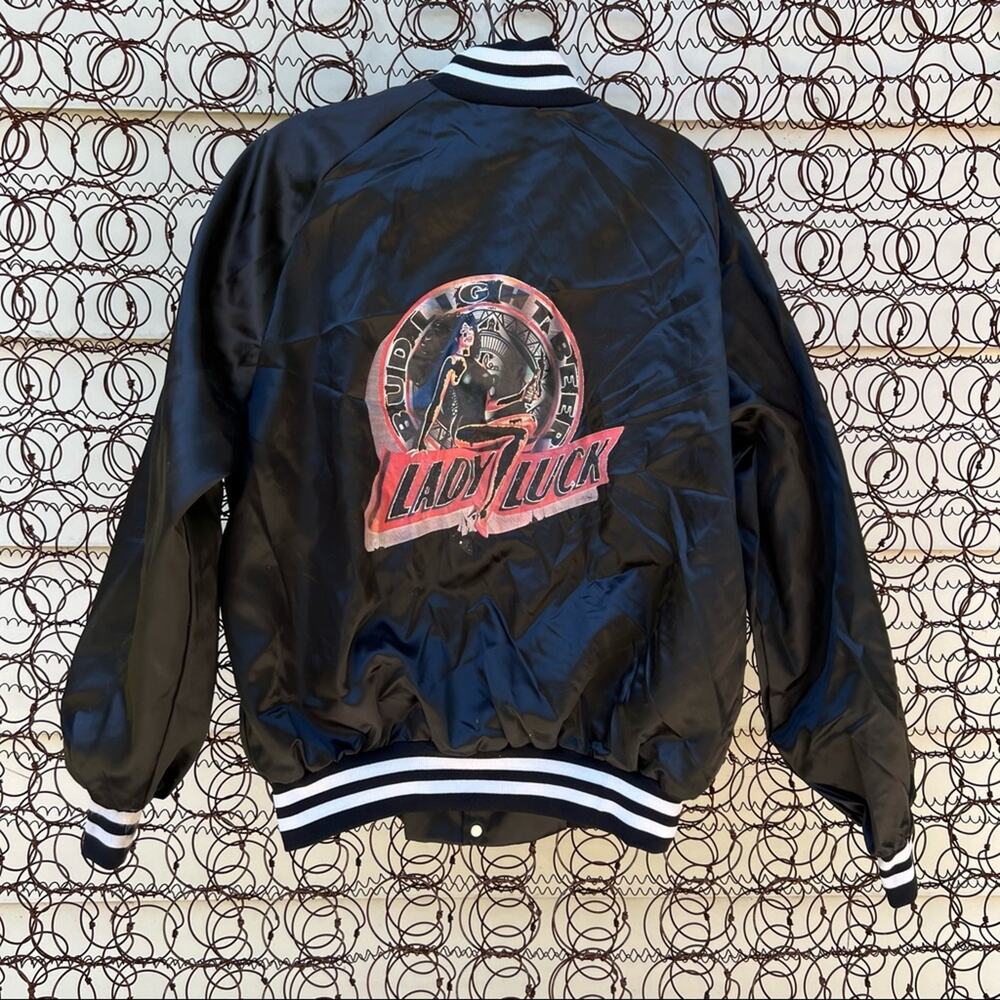 Bud Light Lady Luck Budweiser Vintage nylon bomber jacket XL